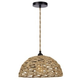 Landelijke Retro Hanglamp Handgeweven Papieren Touw Lampenkap 30cm