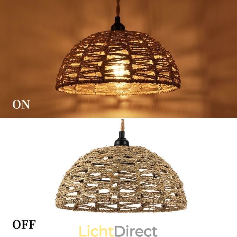 Landelijke Retro Hanglamp Handgeweven Papieren Touw Lampenkap 30cm