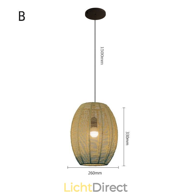 Hanglamp van papiertouw, retro landelijke plafondlamp met gradiënt in blauw
