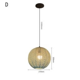 Hanglamp van papiertouw, retro landelijke plafondlamp met gradiënt in blauw