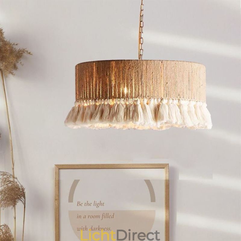 Retro hanglamp Boheemse stijl henneptouw kwast plafondlamp