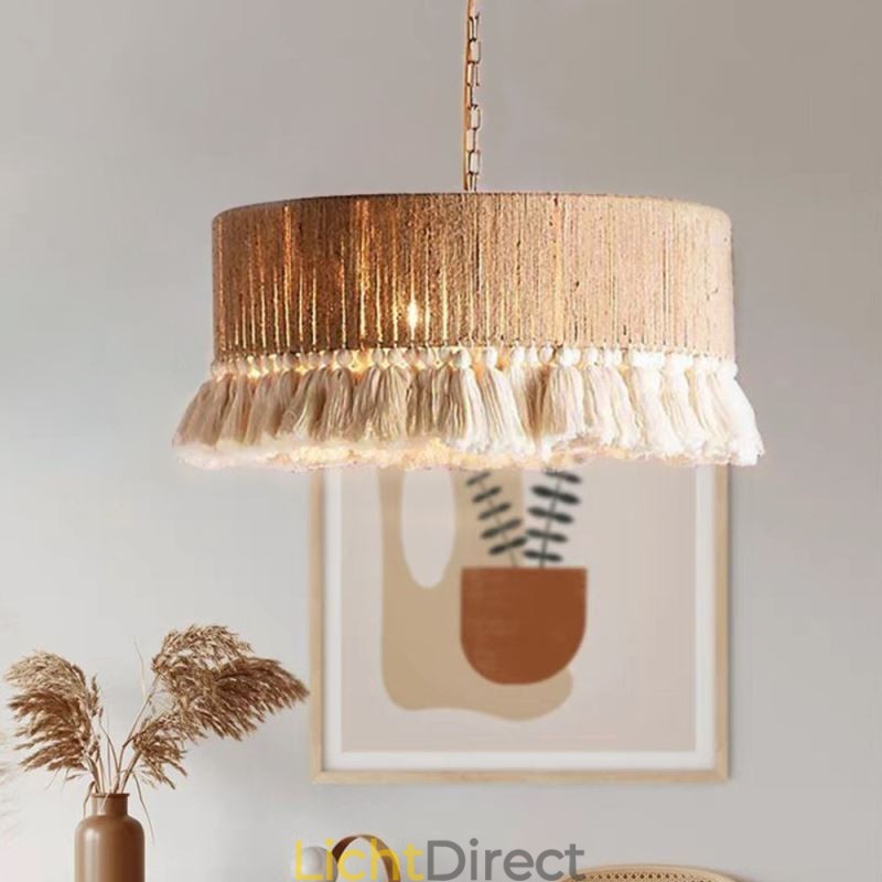 Retro hanglamp Boheemse stijl henneptouw kwast plafondlamp