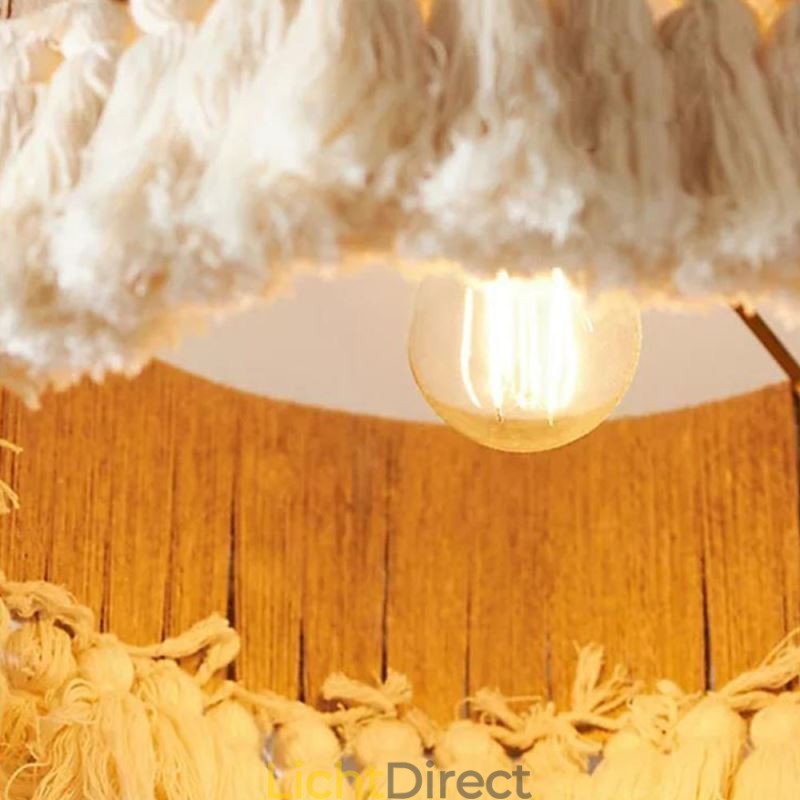 Retro hanglamp Boheemse stijl henneptouw kwast plafondlamp
