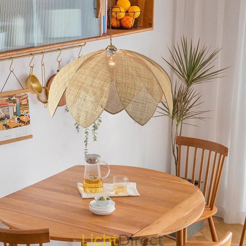 Rotan Lotus Hanglamp Café Retro Rotan Kunst Plafondlamp