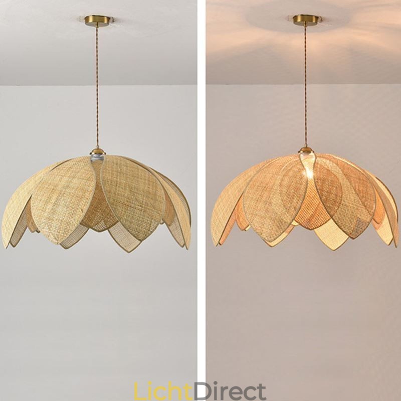 Rotan Lotus Hanglamp Café Retro Rotan Kunst Plafondlamp
