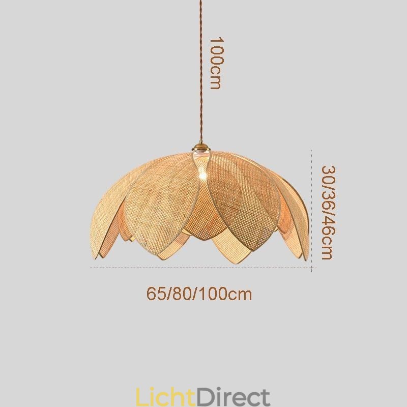 Rotan Lotus Hanglamp Café Retro Rotan Kunst Plafondlamp