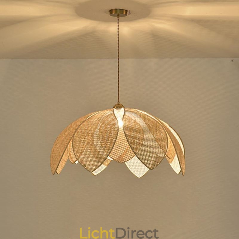 Rotan Lotus Hanglamp Café Retro Rotan Kunst Plafondlamp