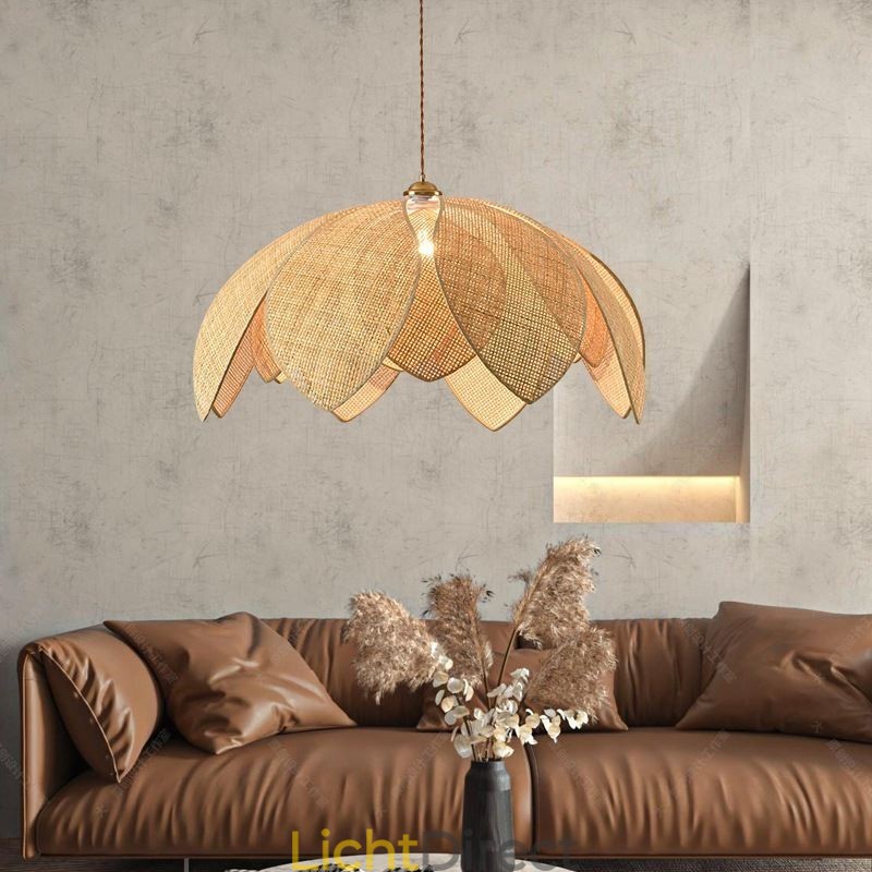 Rotan Lotus Hanglamp Café Retro Rotan Kunst Plafondlamp
