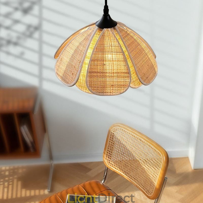 Rotan hanglamp Retro rotan plafondlamp