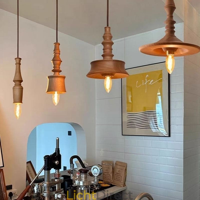 Rubberwood hanglamp in vintage hanglamp