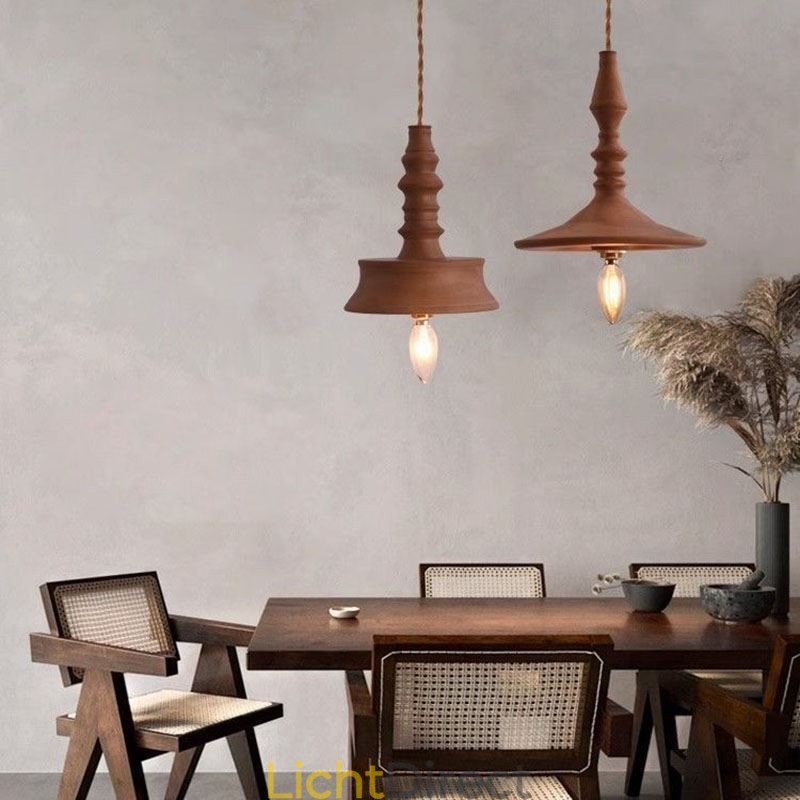 Rubberwood hanglamp in vintage hanglamp