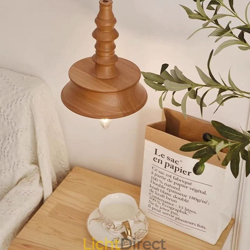 Rubberwood hanglamp in vintage hanglamp