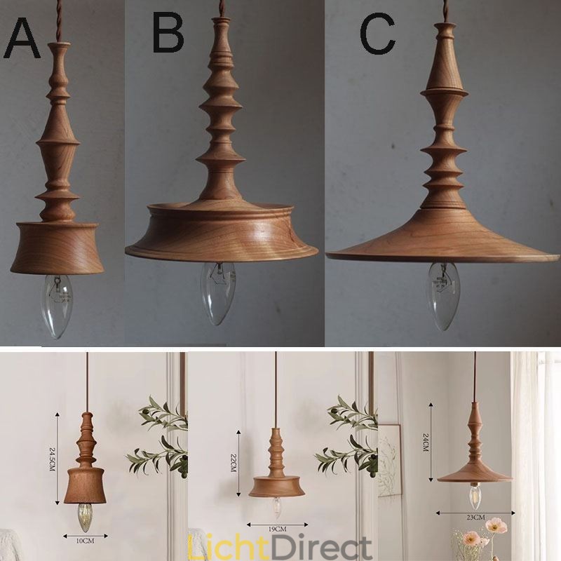 Rubberwood hanglamp in vintage hanglamp