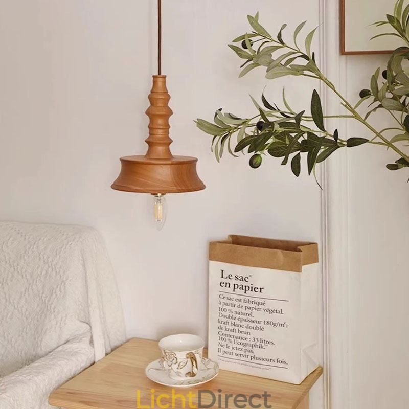 Rubberwood hanglamp in vintage hanglamp