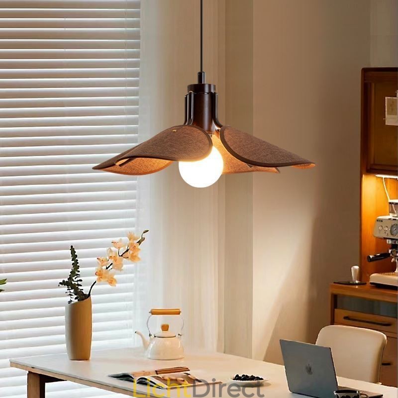Nordic Hanglamp Wabi Sabi Stijl Stoffen Lampenkap Decoratieve Plafondlamp