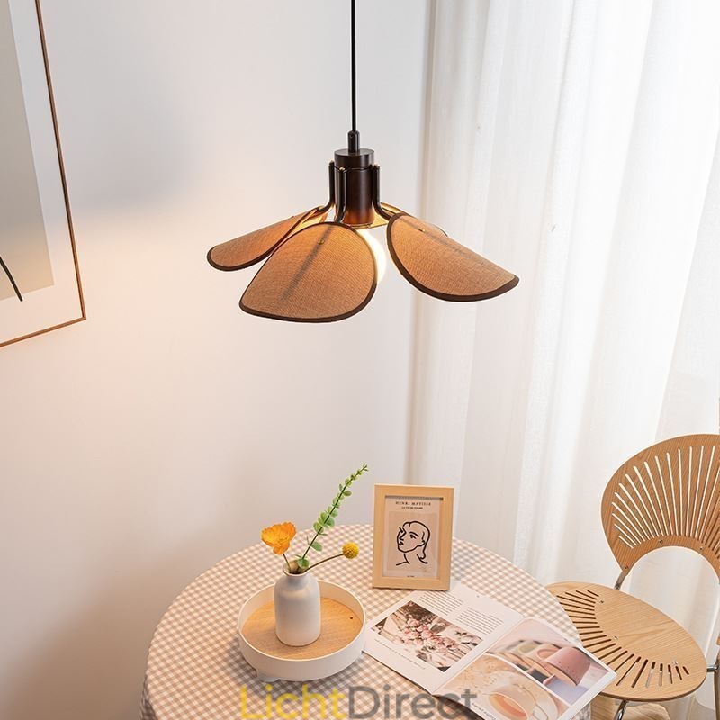 Nordic Hanglamp Wabi Sabi Stijl Stoffen Lampenkap Decoratieve Plafondlamp