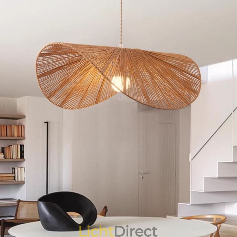 Retro Hanglamp Creatieve Wabi Sabi Strohoed Henneptouw Plafondlamp