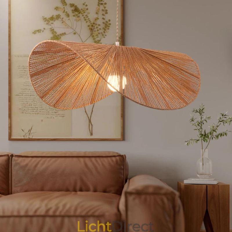 Retro Hanglamp Creatieve Wabi Sabi Strohoed Henneptouw Plafondlamp