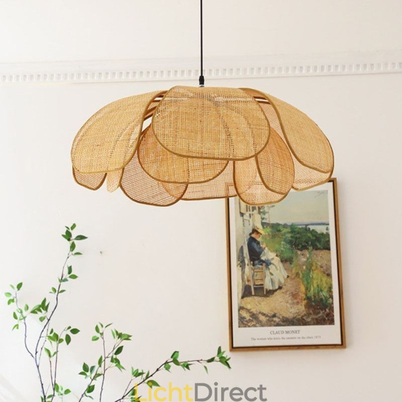 Hanglamp van rotan in Wabi Sabi-stijl, handgeweven plafondlamp van rotan