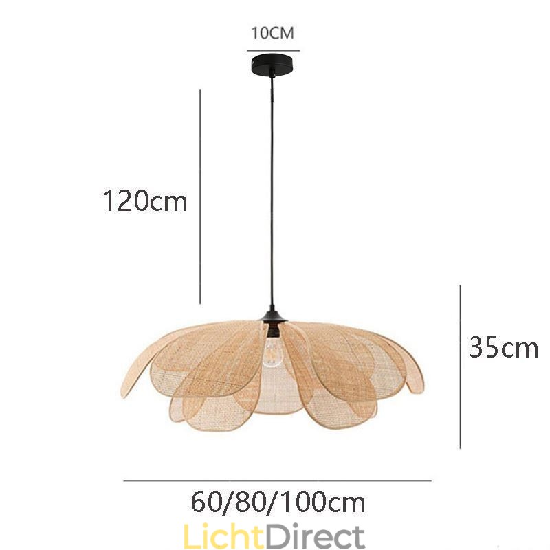 Hanglamp van rotan in Wabi Sabi-stijl, handgeweven plafondlamp van rotan