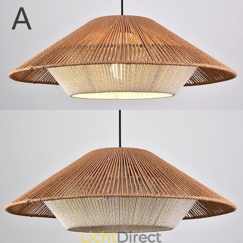 Hanglamp van henneptouw, handgeweven plafondlamp