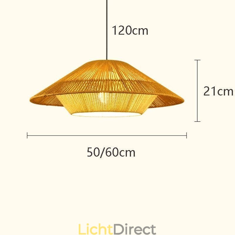 Hanglamp van henneptouw, handgeweven plafondlamp