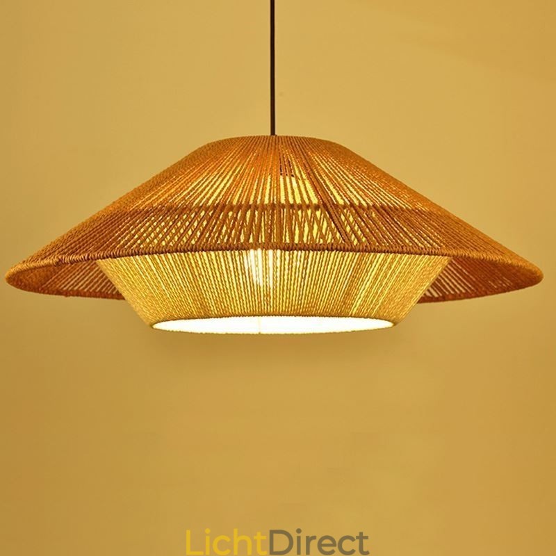 Hanglamp van henneptouw, handgeweven plafondlamp
