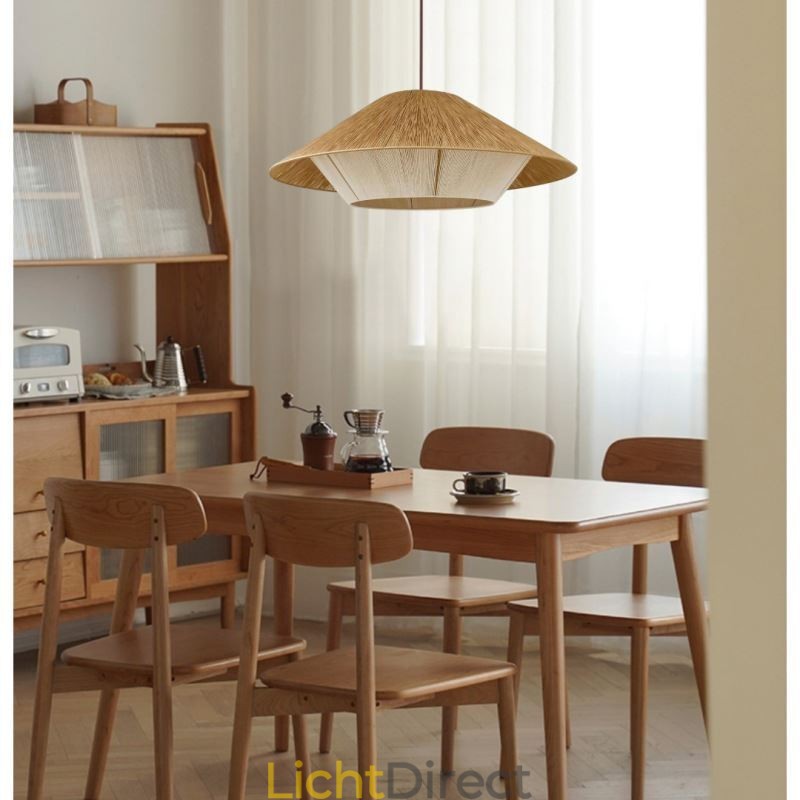 Hanglamp van henneptouw, handgeweven plafondlamp