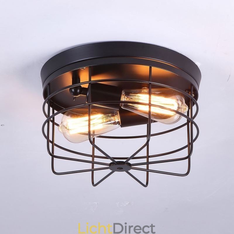 Industriële metalen kooi plafondlamp Rustieke plafondlamp met inbouwmontage