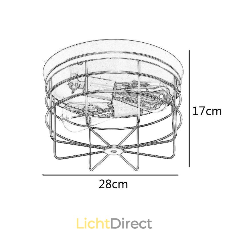 Industriële metalen kooi plafondlamp Rustieke plafondlamp met inbouwmontage