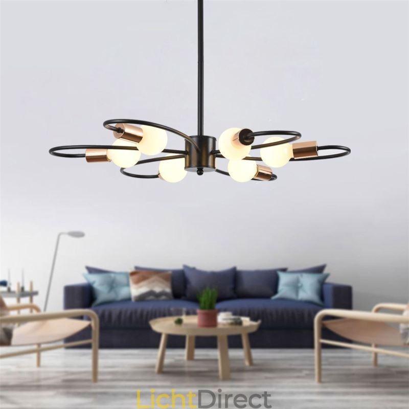 Rustieke kroonluchter 6-lichts klassieke bloemblaadjes plafond hanglamp
