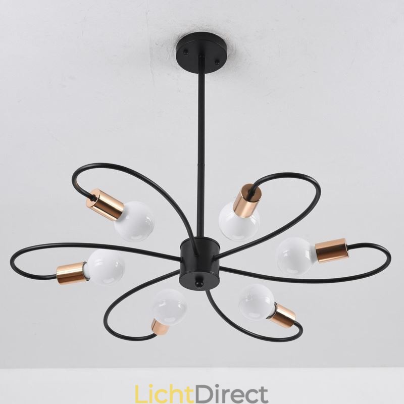 Rustieke kroonluchter 6-lichts klassieke bloemblaadjes plafond hanglamp