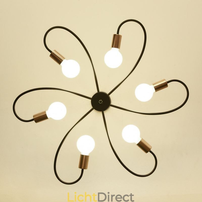 Rustieke kroonluchter 6-lichts klassieke bloemblaadjes plafond hanglamp
