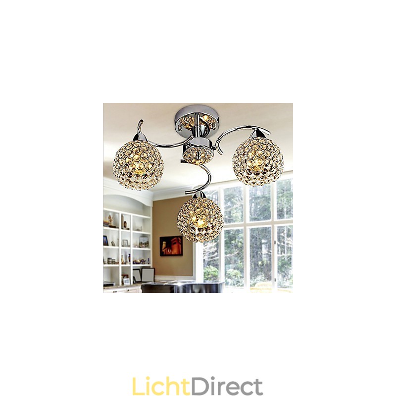 Moderne, eigentijdse, kristal gegalvaniseerde metalen hanglamp, inbouw