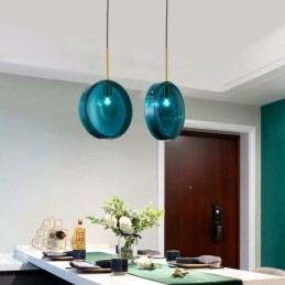 Ronde Cake Glazen Hanglamp Moderne Minimalistische Smeedijzeren Plafondlamp