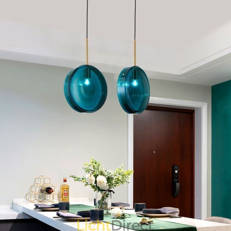 Ronde Cake Glazen Hanglamp Moderne Minimalistische Smeedijzeren Plafondlamp