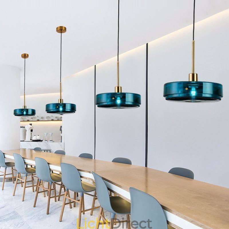 Ronde Cake Glazen Hanglamp Moderne Minimalistische Smeedijzeren Plafondlamp