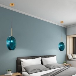 Ronde Cake Glazen Hanglamp Moderne Minimalistische Smeedijzeren Plafondlamp