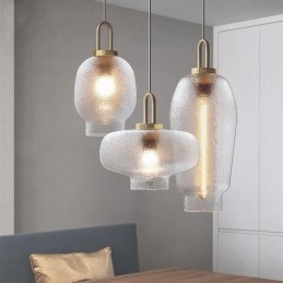Hanglamp van matglas, moderne minimalistische plafondlamp van smeedijzer