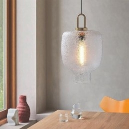 Hanglamp van matglas, moderne minimalistische plafondlamp van smeedijzer