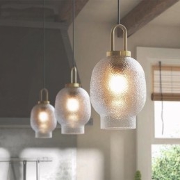 Hanglamp van matglas, moderne minimalistische plafondlamp van smeedijzer