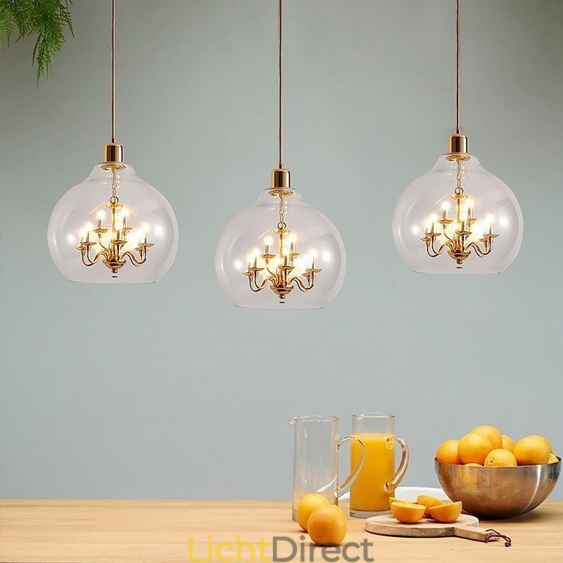 Glazen hanglamp moderne minimalistische smeedijzeren plafondlamp 9 lampen