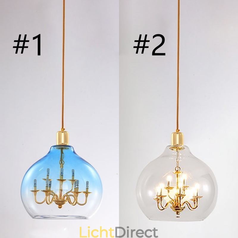 Glazen hanglamp moderne minimalistische smeedijzeren plafondlamp 9 lampen