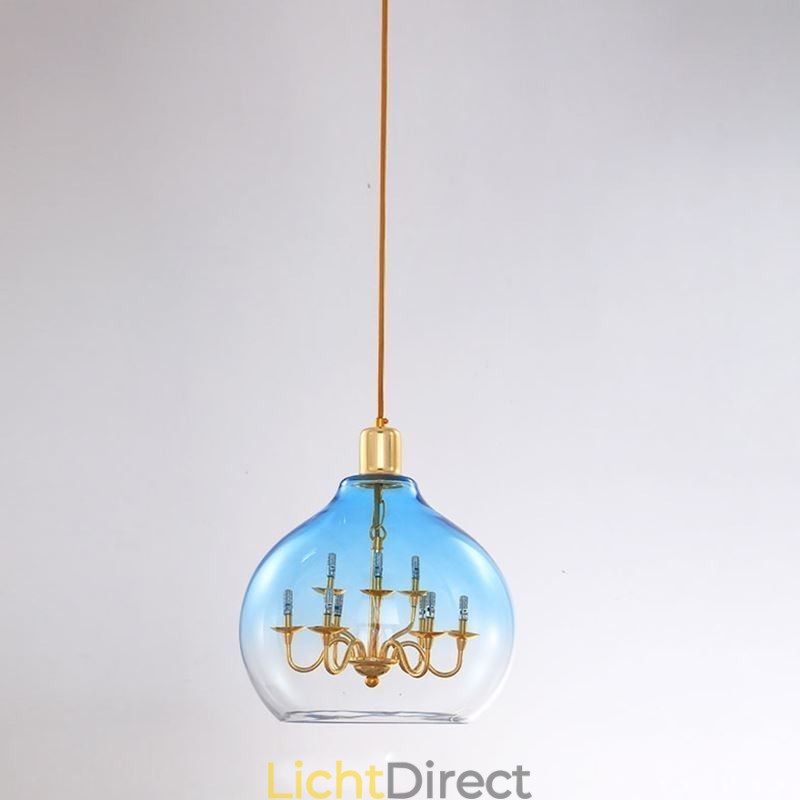 Glazen hanglamp moderne minimalistische smeedijzeren plafondlamp 9 lampen