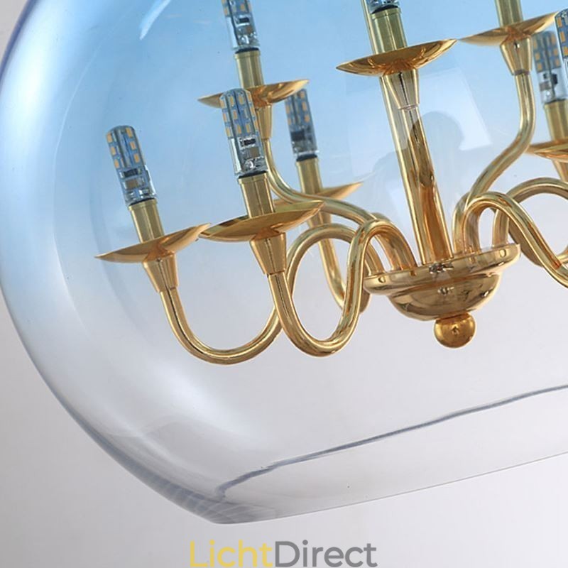 Glazen hanglamp moderne minimalistische smeedijzeren plafondlamp 9 lampen
