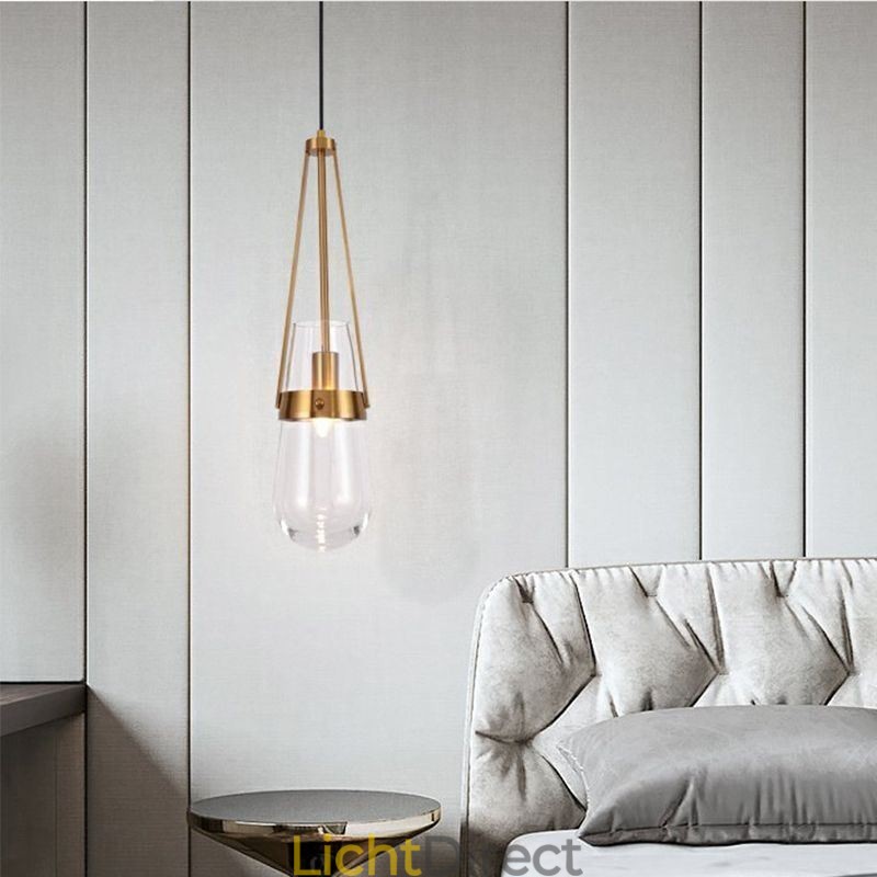 Waterdruppel glazen hanglamp moderne minimalistische smeedijzeren kleine plafondlamp