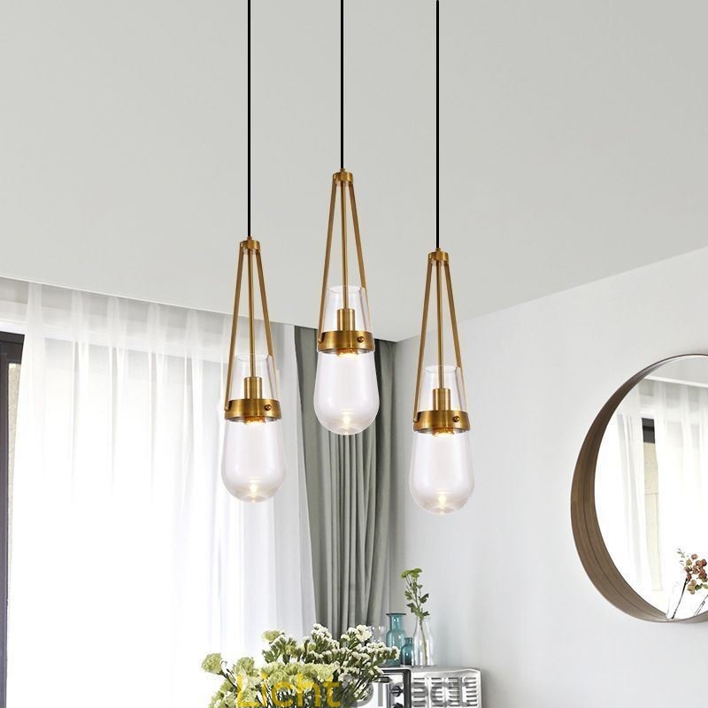Waterdruppel glazen hanglamp moderne minimalistische smeedijzeren kleine plafondlamp