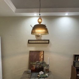 Geplooide rok glazen hanglamp moderne minimalistische smeedijzeren kleine plafondlamp