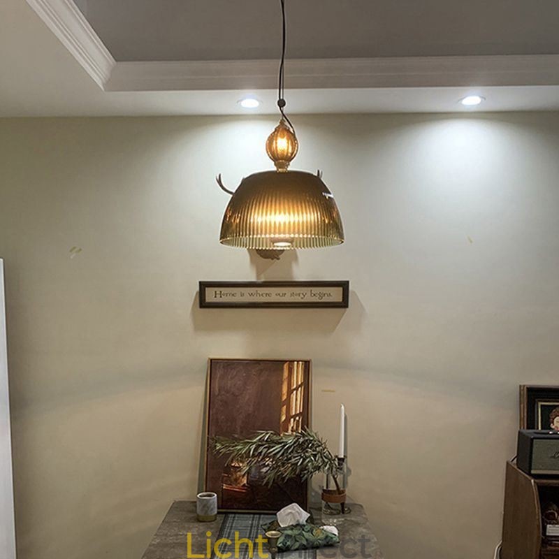 Geplooide rok glazen hanglamp moderne minimalistische smeedijzeren kleine plafondlamp