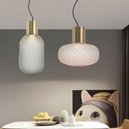 Raster Glazen Hanglamp Moderne IJzeren Eenvoudige Plafondlamp
